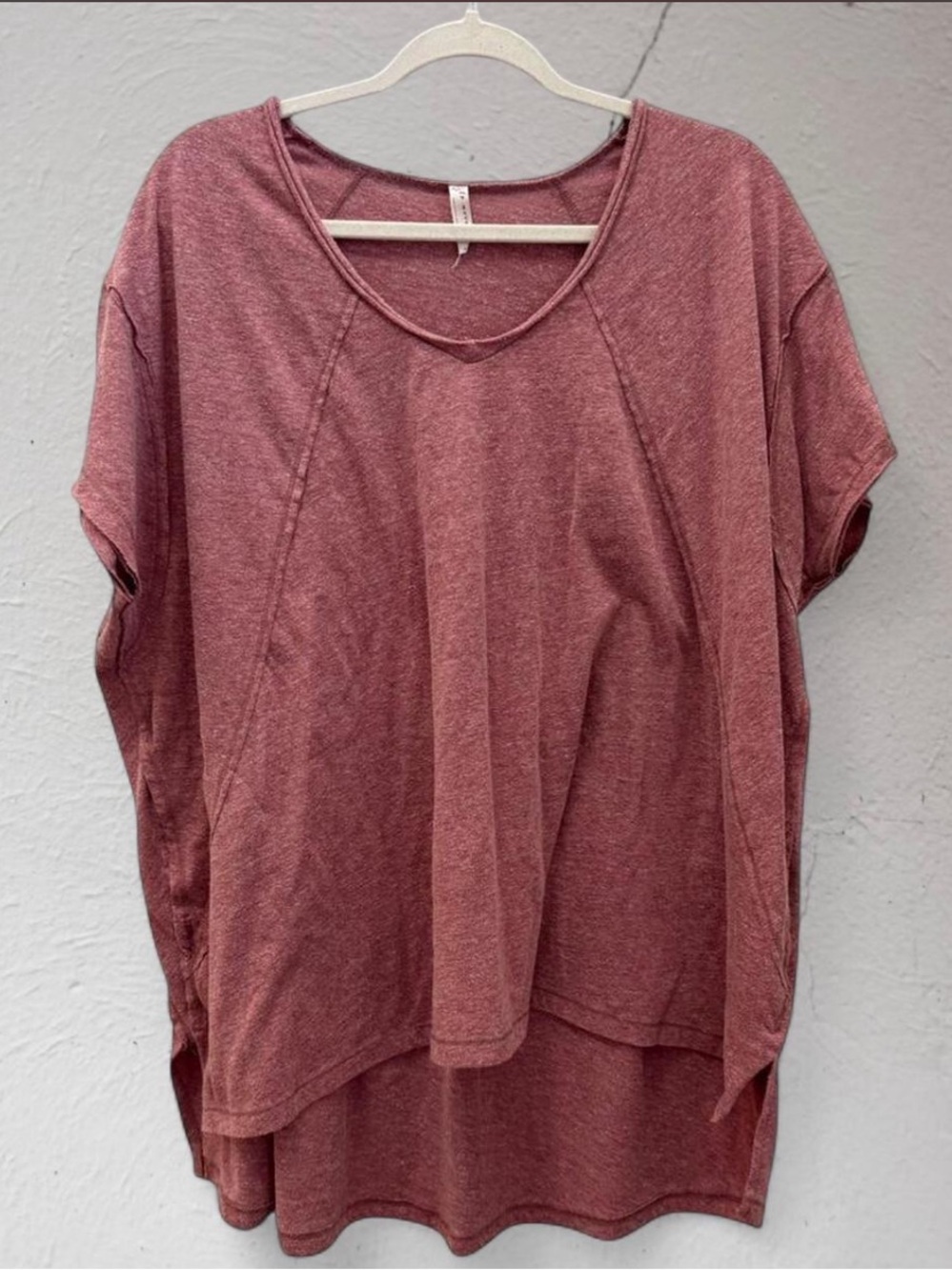 Free People movement oversized extra long short sleeve top in heather red